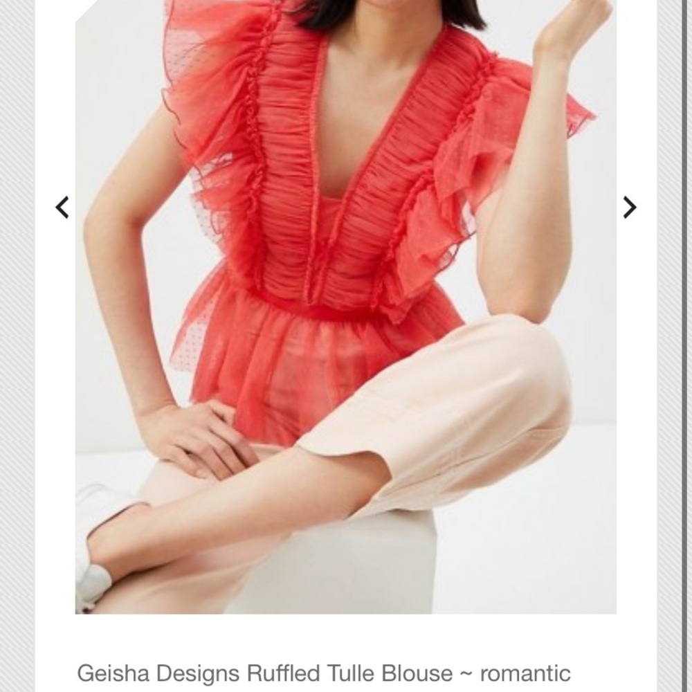 Geisha Designs Ruffled Tulle Blouse XL ,1X TULLE xs, 2X new - Picture 6 of 11
